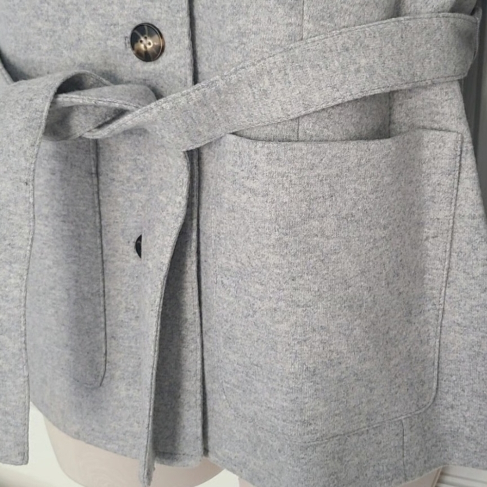 J. Crew Heather Gray Belted Jacket - Picture 3 of 12